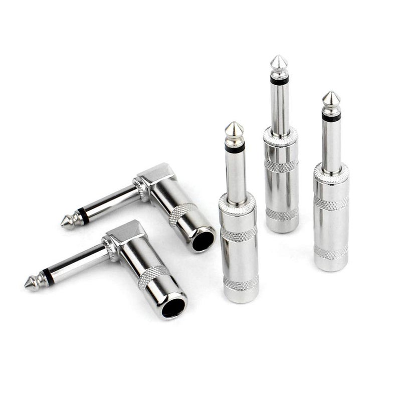 GiantBee 1/4" Audio Plugs 6.35mm Plug TS Male 1/4 inch Solder Type Mono Plug Design Connector for DJ Mixer Speaker Guitar Cables Phono Patch Cable Microphone Cables (5 Pack) GiantBee (Combo Set) - Image 4